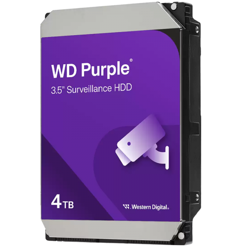 Твърд диск WD Purple 4TB CMR, 3.5'', 128MB, SATA 6Gbps, WD44PURZ Твърд диск WD Purple 4TB CMR, 3.5'', 128MB, SATA 6Gbps, WD44PURZ