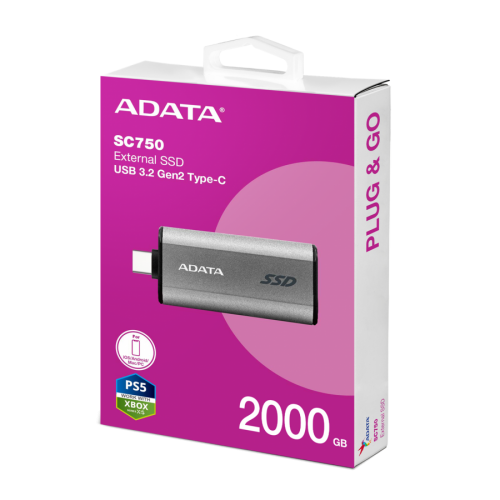 Външен диск ADATA EXT SSD SC750 2TB USB-C