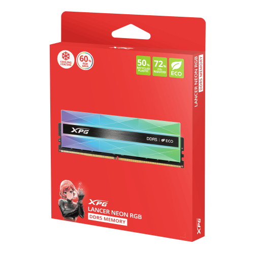 Памет ADATA XPG NEON RGB DESKTOP 2X16GB DDR5 6000MHZ KIT HEAT SINK RGB, AX5U6000C3016G-DCLANRSG Памет ADATA XPG NEON RGB DESKTOP 2X16GB DDR5 6000MHZ KIT HEAT SINK RGB, AX5U6000C3016G-DCLANRSG