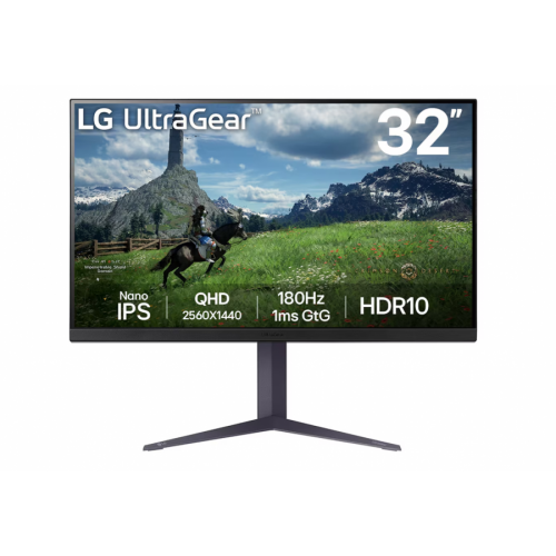 Монитор, LG 32GS85Q-B, 31.5" UltraGear Nano IPS 1ms, AG, 180Hz, 1000:1, 350cd/m2, QHD (2560x1440), AMD FreeSync, NVIDIA G-SYNC, HDR 10, DCI-P3 98%, USB, HDMI, DisplayPort, Headphone out, Height Adjustable,Tilt, Swivel, Black Монитор, LG 32GS85Q-B, 31.5" UltraGear Nano IPS 1ms, AG, 180Hz, 1000:1, 350cd/m2, QHD (2560x1440), AMD FreeSync, NVIDIA G-SYNC, HDR 10, DCI-P3 98%, USB, HDMI, DisplayPort, Headphone out, Height Adjustable,Tilt, Swivel, Black
