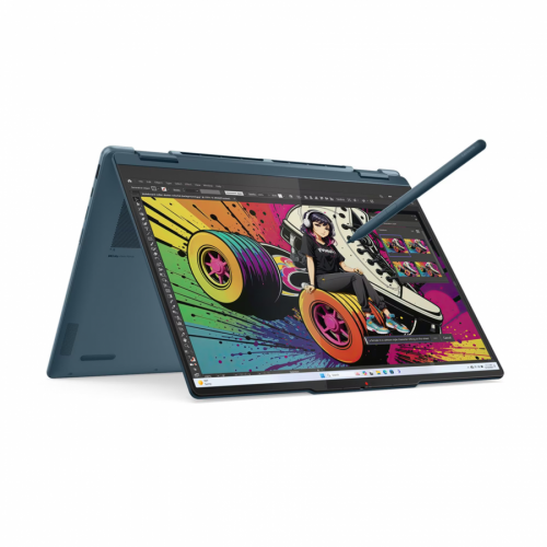 Лаптоп LENOVO Yoga 7 2-in-1 AMD Ryzen AI 5 340 14inch WUXGA OLED 400N Touch HDR 24GB DDR5 1TB PCIe W11H Tidal Teal, 83JR000YBM
