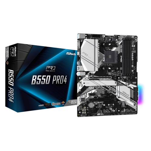 Дънна платка ASROCK B550 PRO4 /AM4, 4xDDR4 6xSATA3 RAID HDMI VGA 2xM2 GLAN 2xPCIEx16 2xPCIEx1