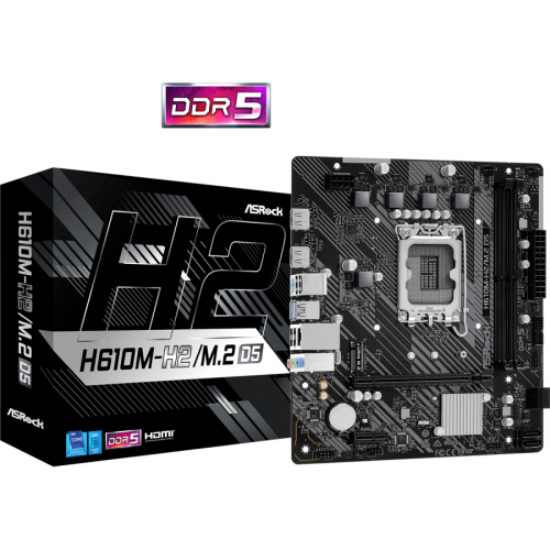 Дънна платка ASROCK H610M-H2/M.2 D5, 2xDDR5 4xSATA3 2xHDMI 1xM2 GLAN 1xPCIEx16 1xPCIEx1