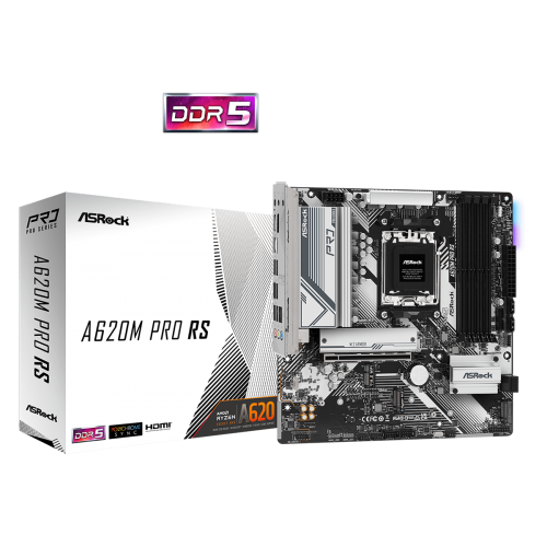 Дънна платка ASROCK A620M PRO RS, 4xDDR5 4xSATA3 RAID HDMI DP 3xM2 GLAN 1xPCIEx16 2xPCIEx1