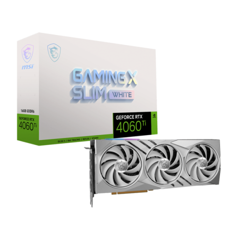 Видео карта MSI RTX 4060 TI GAMING X SLIM 16GB, Бяла, 912-V517-012 Видео карта MSI RTX 4060 TI GAMING X SLIM 16GB, Бяла, 912-V517-012