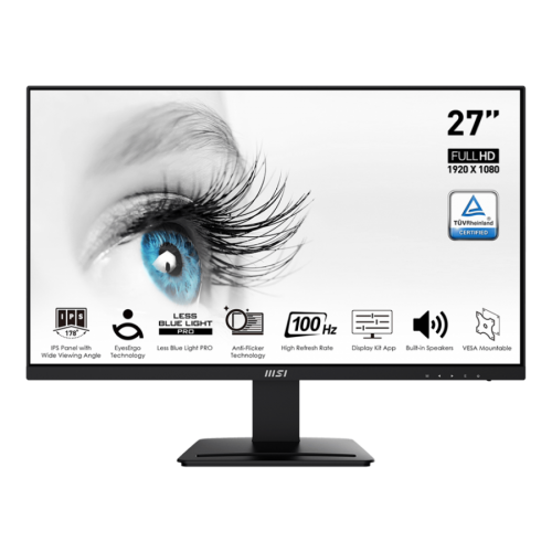 Монитор MSI 27 PRO MP273A, FHD 100Hz IPS 1ms 16:9 HDMI DP DSUB AUDIO, 9S6-3PB4CH-207