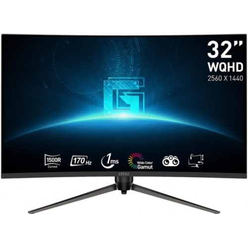 Монитор, MSI G32CQ5P, 170Hz, 1ms, VA, 2560x1440 (WQHD), Curve 1500R, Adaptive-Sync, HDR Ready, Anti-Flicker, Less Blue Light, Night Vision, 3000:1, 100M:1, DP, 2x HDMI 2.0b, 1x Earphone out, Tilt, Height. Adj. 90mm, VESA 75, Frameless, 9S6-3DB44H-027 Монитор, MSI G32CQ5P, 170Hz, 1ms, VA, 2560x1440 (WQHD), Curve 1500R, Adaptive-Sync, HDR Ready, Anti-Flicker, Less Blue Light, Night Vision, 3000:1, 100M:1, DP, 2x HDMI 2.0b, 1x Earphone out, Tilt, Height. Adj. 90mm, VESA 75, Frameless, 9S6-3DB44H-027