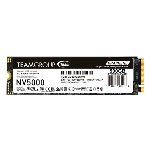 Твърд диск TEAM SSD NV5000 500G M2 PCI-E, TM8FGM500G0C101 Твърд диск TEAM SSD NV5000 500G M2 PCI-E, TM8FGM500G0C101