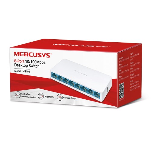 Комутатор - Switch Mercusys 8-портов 10/100 Mbps настолен  MS108