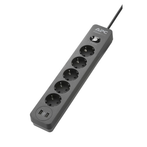 APC Essential SurgeArrest 5 Outlet 2 USB Ports Black 230V Germany APC Essential SurgeArrest 5 Outlet 2 USB Ports Black 230V Germany