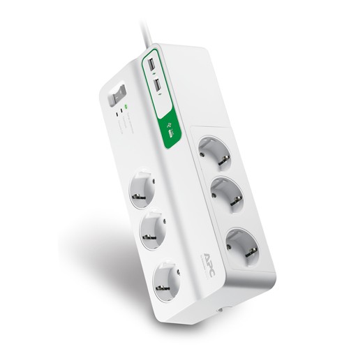 APC Essential SurgeArrest 6 outlets with 5V, 2.4A 2 port USB charger, 230V Germany APC Essential SurgeArrest 6 outlets with 5V, 2.4A 2 port USB charger, 230V Germany
