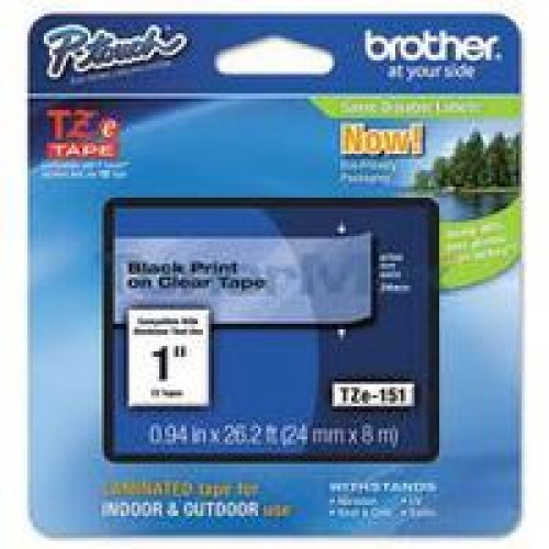 TZ Tape 24mm Black on Clear, Laminated, 8m lenght, for P-Touch