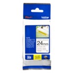 TZ Tape BROTHER 24mm Black on White, Strong Adhesive, Laminated, 8m lenght, for P-Touch