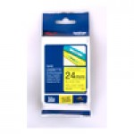 TZ Tape BROTHER 24mm Black on Yellow, Laminated, 8m lenght, for P-Touch