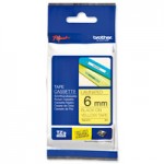 TZ Tape BROTHER 6mm BLACK ON YELLOW, Laminated, 6mm lenght, for P-Touch