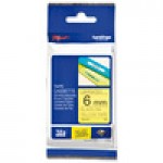 TZ Tape BROTHER 6mm BLACK ON YELLOW, Laminated, 6mm lenght, for P-Touch