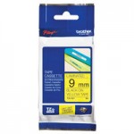 TZ Tape BROTHER 9mm Black on Yellow, Laminated, 8m lenght, for P-Touch