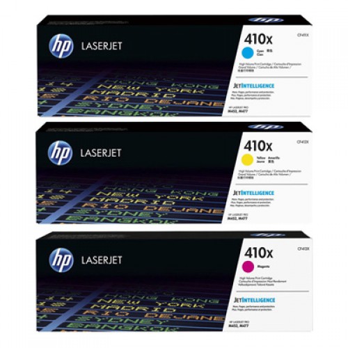 Консуматив HP 410X Original LaserJet cartridge; Cyan; Magenta; Yellow; 5000 Page Yield ; 3 - pack; HP Color LaserJet Pro M377/M452/MFP M477 Консуматив HP 410X Original LaserJet cartridge; Cyan; Magenta; Yellow; 5000 Page Yield ; 3 - pack; HP Color LaserJet Pro M377/M452/MFP M477