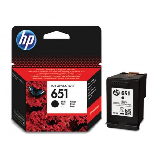 Консуматив HP 651 Original Ink Cartridge; Black;  Page Yield 600; HP DeskJet Ink Advantage 5575; 5645; HP OfficeJet 202 Mobile Printer; 252
