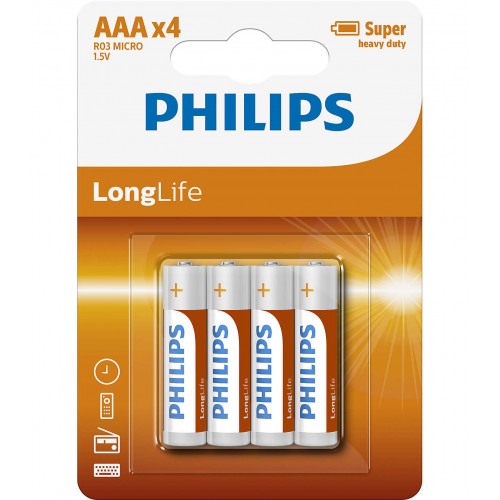 Philips Longlife батерия R03 AAA (E), 4-blister Philips Longlife батерия R03 AAA (E), 4-blister