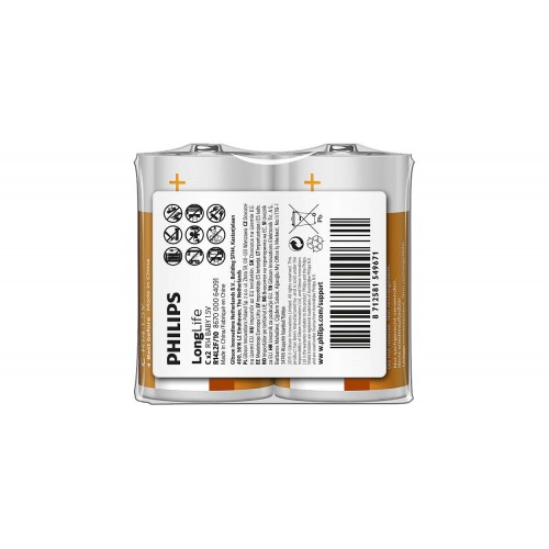 Philips Longlife батерия R14 (C), 2-foil pack