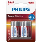 Philips Power Alkaline батерии LR6 AA, 4+2-blister PROMO