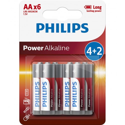 Philips Power Alkaline батерии LR6 AA, 4+2-blister PROMO Philips Power Alkaline батерии LR6 AA, 4+2-blister PROMO