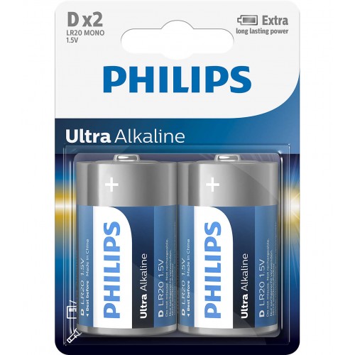 Philips Ultra Alkaline батерия LR20 D, 2-blister Philips Ultra Alkaline батерия LR20 D, 2-blister
