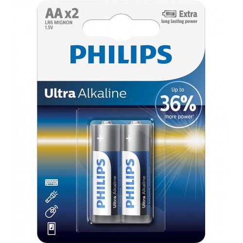 Philips Ultra Alkaline батерия LR6 AA, 2-blister Philips Ultra Alkaline батерия LR6 AA, 2-blister