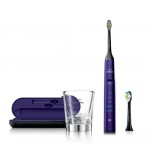 Philips Четка за зъби с акумулаторна батерия Sonicare Diamond Clean Amethyst 5 режима, 2 глави, зареждаща чаша, USB зарядно цвят аметист
