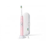 Philips Четка за зъби с акумулаторна батерия Sonicare ProtectiveClean 6100, Вграден сензор за натиск, 3 режима, 3 интензитети, 2 x BrushSync функции, Калъф за пътуване, цвят розов