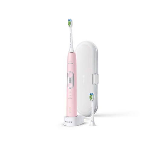 Philips Четка за зъби с акумулаторна батерия Sonicare ProtectiveClean 6100, Вграден сензор за натиск, 3 режима, 3 интензитети, 2 x BrushSync функции, Калъф за пътуване, цвят розов Philips Четка за зъби с акумулаторна батерия Sonicare ProtectiveClean 6100, Вграден сензор за натиск, 3 режима, 3 интензитети, 2 x BrushSync функции, Калъф за пътуване, цвят розов