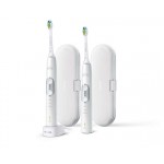Philips Четки за зъби с акумулаторна батерия Sonicare ProtectiveClean 6100 2бр, Вграден сензор за натиск, 3 режима, 3 интензитети, 2 x BrushSync функции, Калъф за пътуване