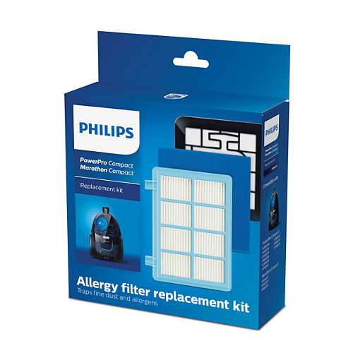 Philips Комплект аксесоари за подмяна 1 x филтър против алергии, 1 миещ се филтър за мотор, 1 миещ се пенест филтър