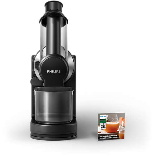 Philips Смилаща сокоизстисквачка Viva Collection XL улей, 70 мм, Бързо почистване за 90 сек, Книжка с рецепти, Лесно сглобяване