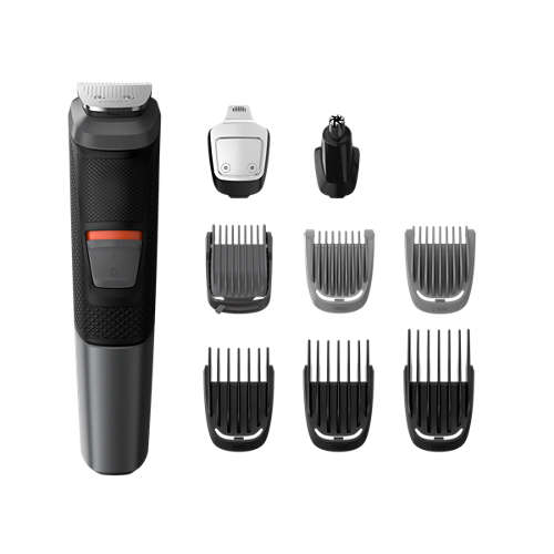 Philips Тример Multigroom series 5000 „9 в 1“, лице и коса 9 инструмента, Технология DualCut, До 80 минути време за работа, Водоустойчив