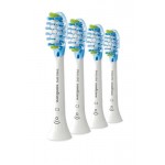 Philips комплект резервни глави Sonicare, Стандартен размер, Поставяне с щракване, Сдвояване в режим BrushSync 4бр, цвят бял