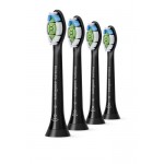 Philips комплект резервни глави Sonicare W Optimal White 4 бр. в опаковка, Стандартен размер, Поставяне с щракване, Сдвояване в режим BrushSync, цвят черен