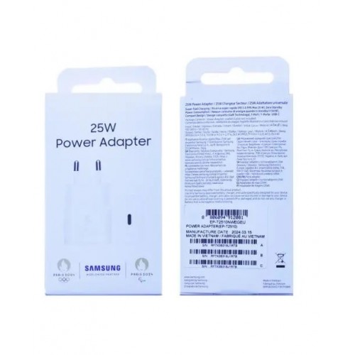 SAMSUNG Charger 25W Travel Adapter USB Type C, без кабел - ОРИГИНАЛ, EP-T2510NWEGEU SAMSUNG Charger 25W Travel Adapter USB Type C, без кабел - ОРИГИНАЛ, EP-T2510NWEGEU