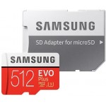 Samsung MicroSD card EVO+ series with Adapter, 512GB , Class10, UHS-1 Grade3 , Speed Read 100MB/s,Speed Write 90MB/s