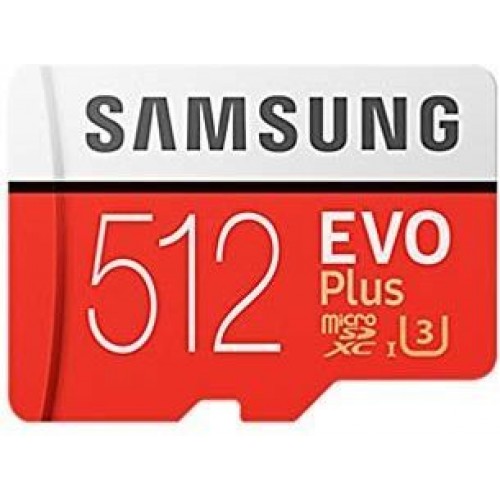 Samsung MicroSD card EVO+ series with Adapter, 512GB , Class10, UHS-1 Grade3 , Speed Read 100MB/s,Speed Write 90MB/s