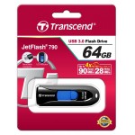 Флаш памет Transcend 64GB JetFlash 790 USB 3.0, read-write: up to 90MBs, 28MBs, Black