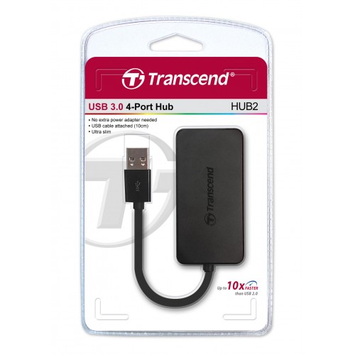 USB 3.0 4-портов хъб Transcend USB 3.0, 4-Port HUB, Ultra slim and portable, Black USB 3.0 4-портов хъб Transcend USB 3.0, 4-Port HUB, Ultra slim and portable, Black