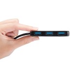 USB 3.0 4-портов хъб Transcend USB 3.0, 4-Port HUB, Ultra slim and portable, Black USB 3.0 4-портов хъб Transcend USB 3.0, 4-Port HUB, Ultra slim and portable, Black